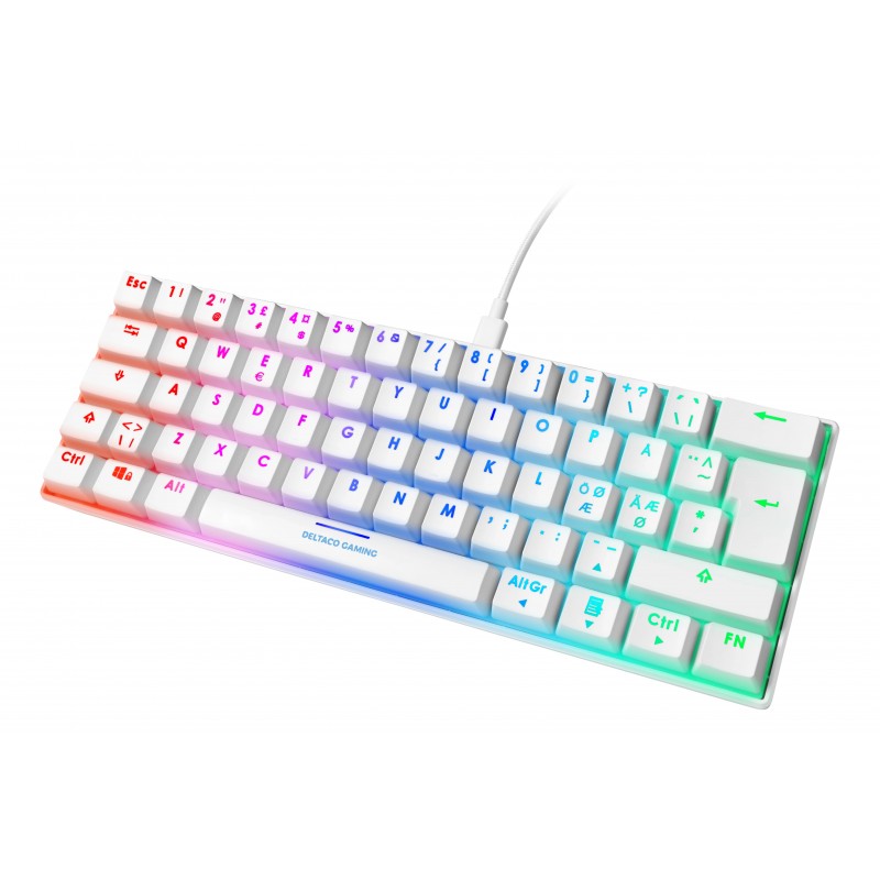 Baggrundsbelyst gamingtastatur - Deltaco GAM-075-W superkompakt 60% gamingtangentbord med RGB-belysning (fyndvara)