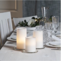 LED-ljus - 3-pak LED-lys 10-15 cm med ægte voks og realistisk flamme