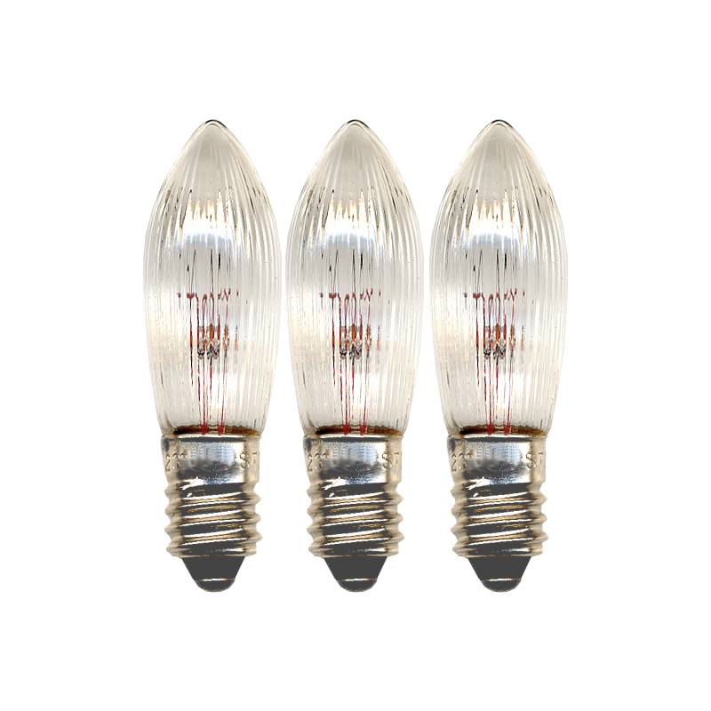 Julepynt og juleudsmykning - 3-pak lyspæresokkel E10 til lysestager med 20 lys