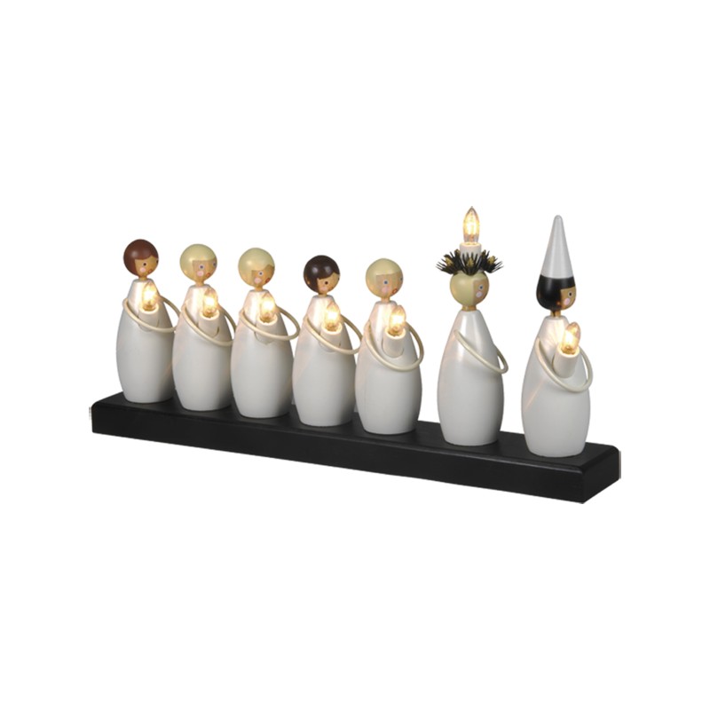 Julepynt og juleudsmykning - Adventlysestage med Lucia-optog i træ