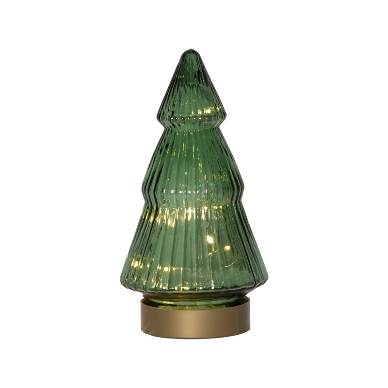 Julepynt og juleudsmykning - Glasjuletræ 20 cm med belysning julepynt