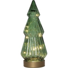 Glasjuletræ 24 cm med belysning julepynt