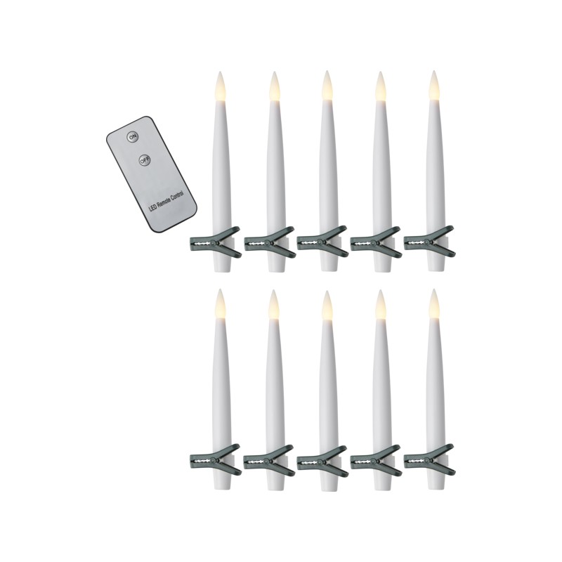 Julepynt og juleudsmykning - Trådløse juletræslys med 10 LED-lys og fjernbetjening