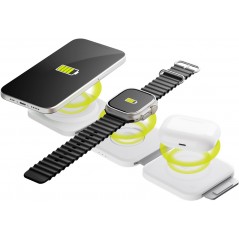 Trådløs oplader til mobiltelefon - Goobay foldbar trådløs oplader 3-i-1 til f.eks. iPhone, Apple Watch og AirPods