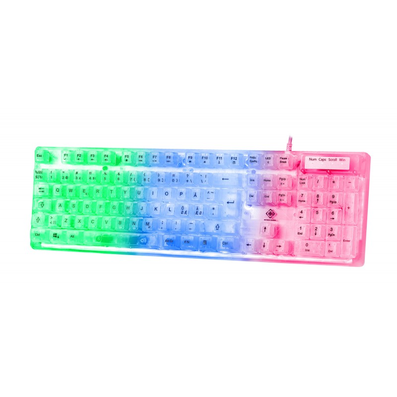 Baggrundsbelyst gamingtastatur - Deltaco transparent gaming-tastatur med flerfarvet baggrundsbelysning