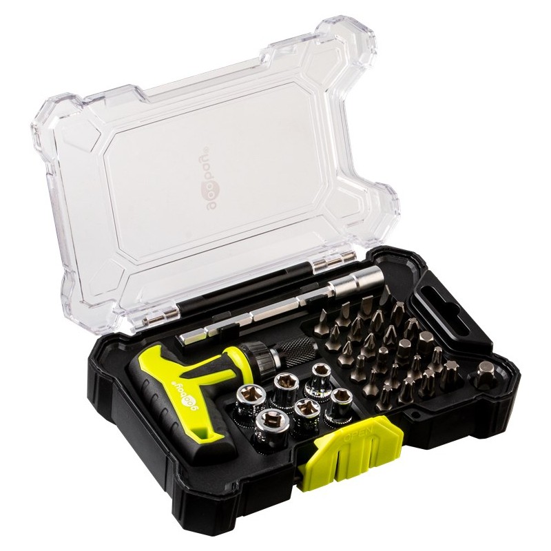 Skruetrækker og skruetrækkersæt - Goobay ergonomisk skruetrækkersæt og bitsæt med 30 dele