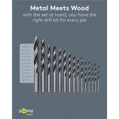 Boremaskine & skruetrækker - Goobay 15-delt bor-sæt til træ