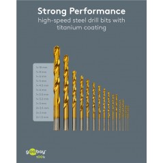 Boremaskine & skruetrækker - Goobay 15-delt boresæt til metal