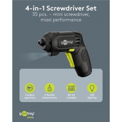 Boremaskine & skruetrækker - Goobay batteridrevet 4-i-1 skruetrækker med 28 bits