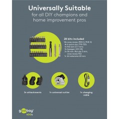 Boremaskine & skruetrækker - Goobay batteridrevet 4-i-1 skruetrækker med 28 bits