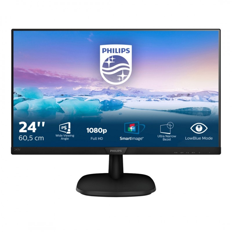 Computerskærm 15" til 24" - Philips 24-tommer Full HD IPS-skærm med DisplayPort/HDMI/VGA