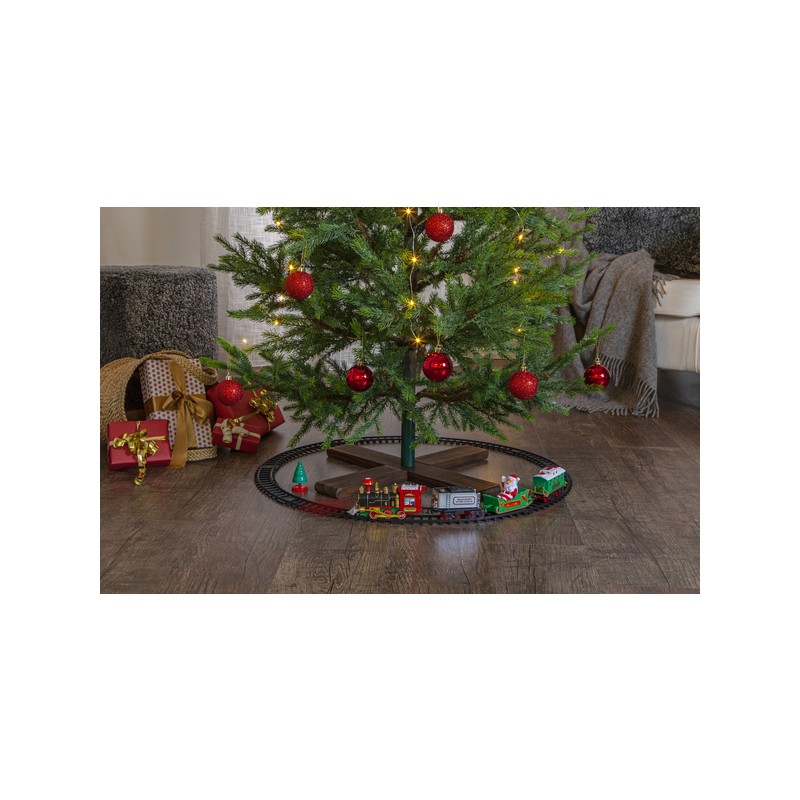 Julepynt og juleudsmykning - Leksakståg med tomte för julgranen (fyndvara)