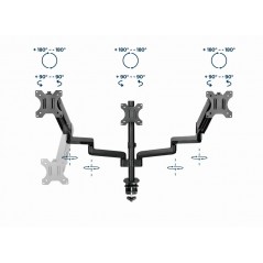 VESA-beslag til skærm - Gembird justerbar bordmontering VESA til tre computerskærme 17-27"