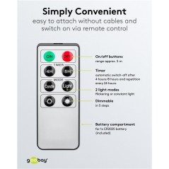 Julepynt og juleudsmykning - Goobay trådløse juletræslys med 10 LED-lys og fjernbetjening