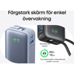 Anker powerbank 10.000 mAh 30 W med indbygget USB-C-kabel og 1x USB-C 1x USB-A