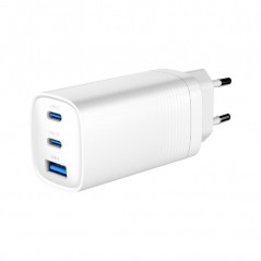 Gembird 65 Watt GaN AC-adapter vægoplader med 2x USB-C og 1x USB