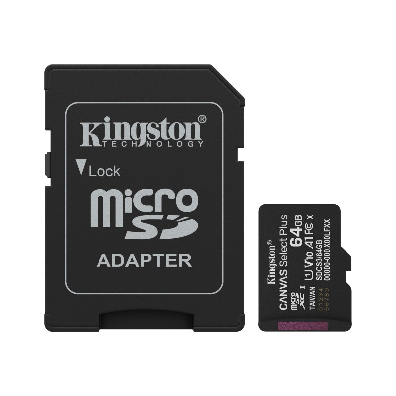 Hukommelseskort - Kingston Canvas Select Plus 64 GB microSDXC UHS-I (Class 10) 100 MB/s inkl. adapter