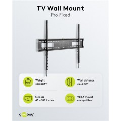 Vægbeslag til højttalere og tv-apparater - Goobay vægbeslag VESA til TV 43 - 100" op til 75 kg