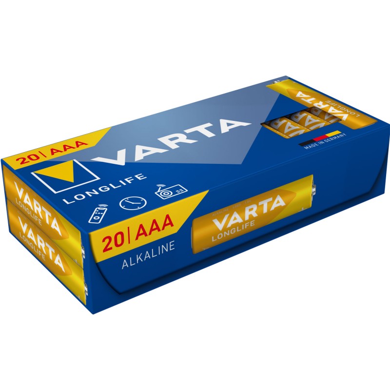Batterier & batteri tester - Varta Longlife alkalisk batteri 20-pak AAA-batterier LR03