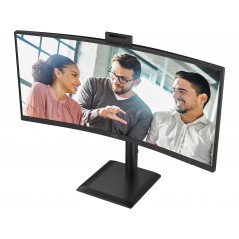 Computerskærm 25" eller større - AOC CU34E4CW 34" buet UltraWide-skærm med USB-C PD 90W KVM-switch og webcam