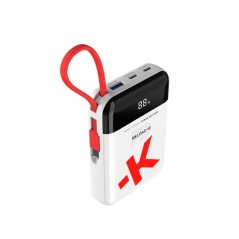 Skross powerbank 10.000 mAh 20 W PD med indbygget USB-C-kabel