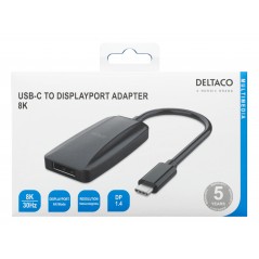 Tilbehør til computerskærme - Deltaco USB-C til DisplayPort-adapter med understøttelse af 8K ved 30 Hz