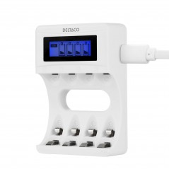 Batterier & batteri tester - Deltaco USB-drevet batterioplader (4-6 timer) inklusive 4x AAA-batterier