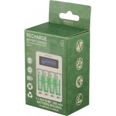 Batterier & batteri tester - Deltaco USB-drevet batterioplader (4-6 timer) inklusive 4x AAA-batterier