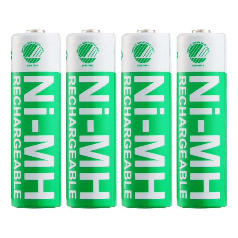 Batterier & batteri tester - Deltaco genopladelige AA-batterier (2500 mAh) i en pakke med 4 stk.