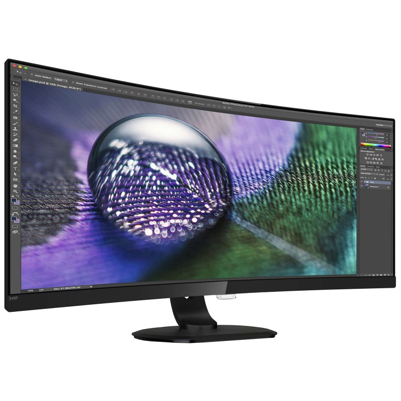 Brugte computerskærme - Philips 34" buet skærm 3440x1440 med USB-C 65W PD (brugt)
