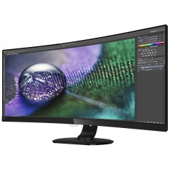 Brugte computerskærme - Philips 34" buet skærm 3440x1440 med USB-C 65W PD (brugt)