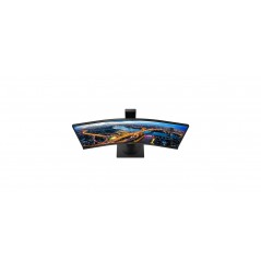 Brugte computerskærme - Philips 34" buet skærm 3440x1440 med KVM, USB-C-docking og 90 W PD (brugt med ridser)