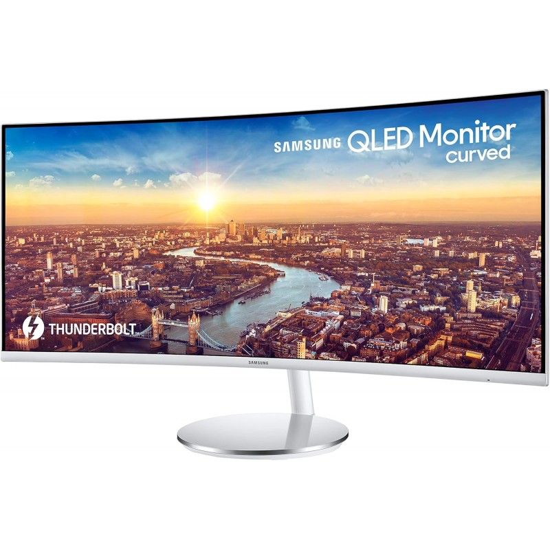 Brugte computerskærme - Samsung 34" buet skærm 3440x1440 Quantum Dot med Thunderbolt 85W PD (brugt)
