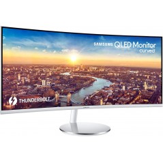 Brugte computerskærme - Samsung 34" buet skærm 3440x1440 Quantum Dot med Thunderbolt 85W PD (brugt)