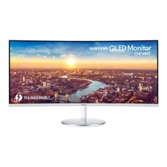 Samsung 34" buet skærm 3440x1440 Quantum Dot med Thunderbolt 85W PD (brugt med ridser på foden)