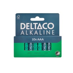 Deltaco alkaliske AAA-batterier LR3 1,5 V i 10-pak