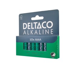 Deltaco alkaliske AAA-batterier LR3 1,5 V i 10-pak