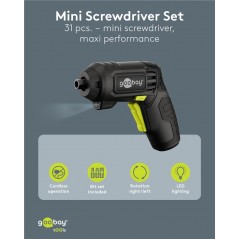 Boremaskine & skruetrækker - Goobay batteridrevet skruetrækker med 28 bits