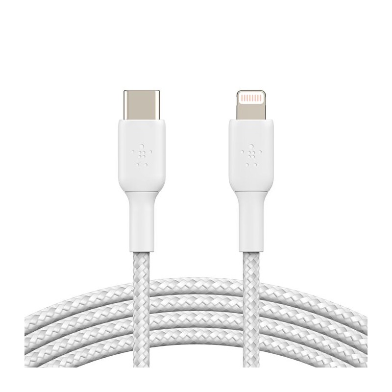 Computertilbehør - Belkin flettet MFi USB-C til Lightning-kabel, 1 meter, med BoostCharge