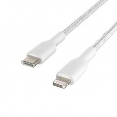 Computertilbehør - Belkin flettet MFi USB-C til Lightning-kabel, 1 meter, med BoostCharge