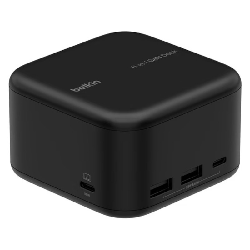 USB-C-dockingstation - Belkin USB-C 6-i-1 Core GAN Dock-dockingstation, PD 96 W, HDMI i 4K, LAN, USB-C, 2xUSB 5 Gbit/s