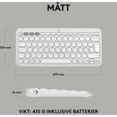 Trådløse tastaturer - Logitech Pebble Keys 2 K380s superkompakte trådløse Bluetooth-tastatur (Mac, iOS, Android, ChromeOS, Win)
