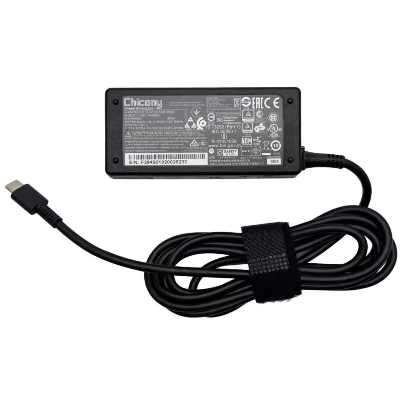 Oplader til bærbar computer - Chicony computeroplader 45 Watt USB-C Strømkabel medfølger (brugt)