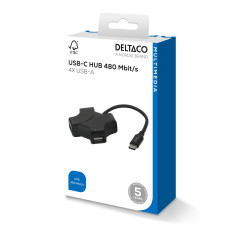 Deltaco USB-C-hub med 4 USB 2.0-porte