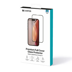 Champion skærmbeskyttelse af hærdet glas med sort ramme til iPhone 15 Pro
