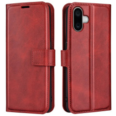 Tegnebog-etui i rødbrunt kunstlæder til iPhone 16