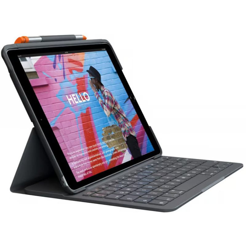 Tastatur til tablets - Logitech Slim Folio-etui med tastatur til iPad 10,2" 7., 8. og 9. generation (2019/2020/2021)