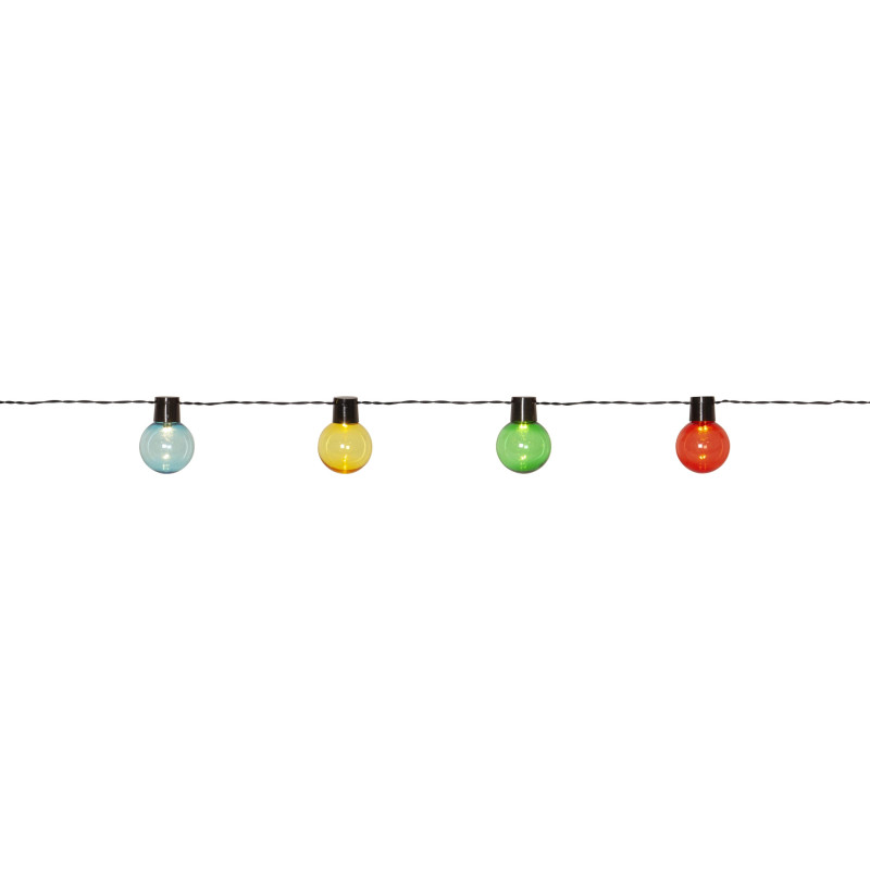 Lyskæde - 4,5 meter lang lyskæde med 16 farvede LED\'er (rød/grøn/blå/gul)