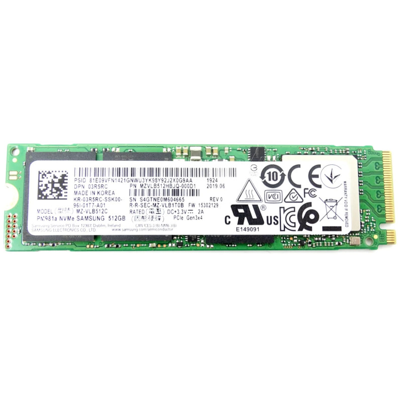 Brugte harddiske - Samsung 512 GB PCIe Gen 3 x4 M.2 2280 NVMe SSD-harddisk (brugt)