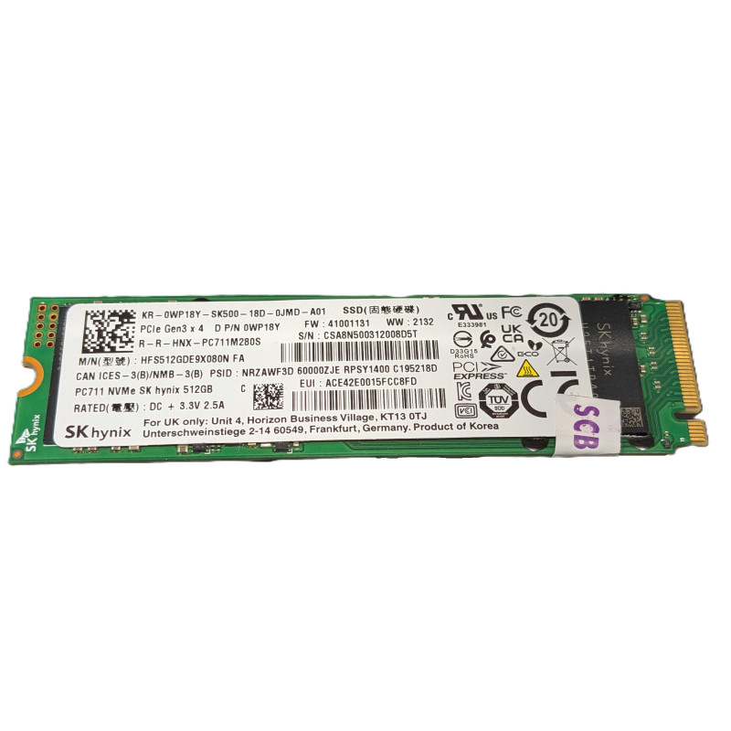 Brugte harddiske - SK Hynix 512 GB PCIe Gen 3 x4 M.2 2280 NVMe SSD-harddisk (brugt)